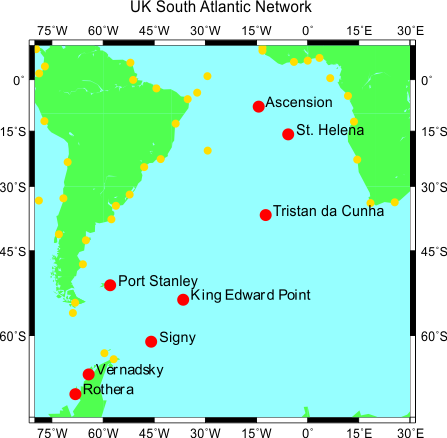 Map of the UK South Atlantic Network