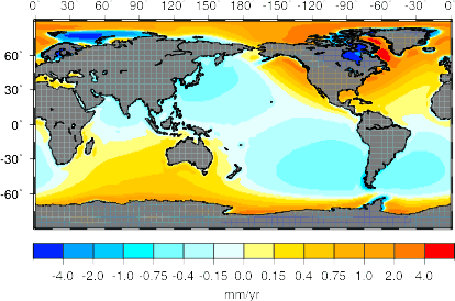 relative sea level prediction from the model ICE5G(VM2)